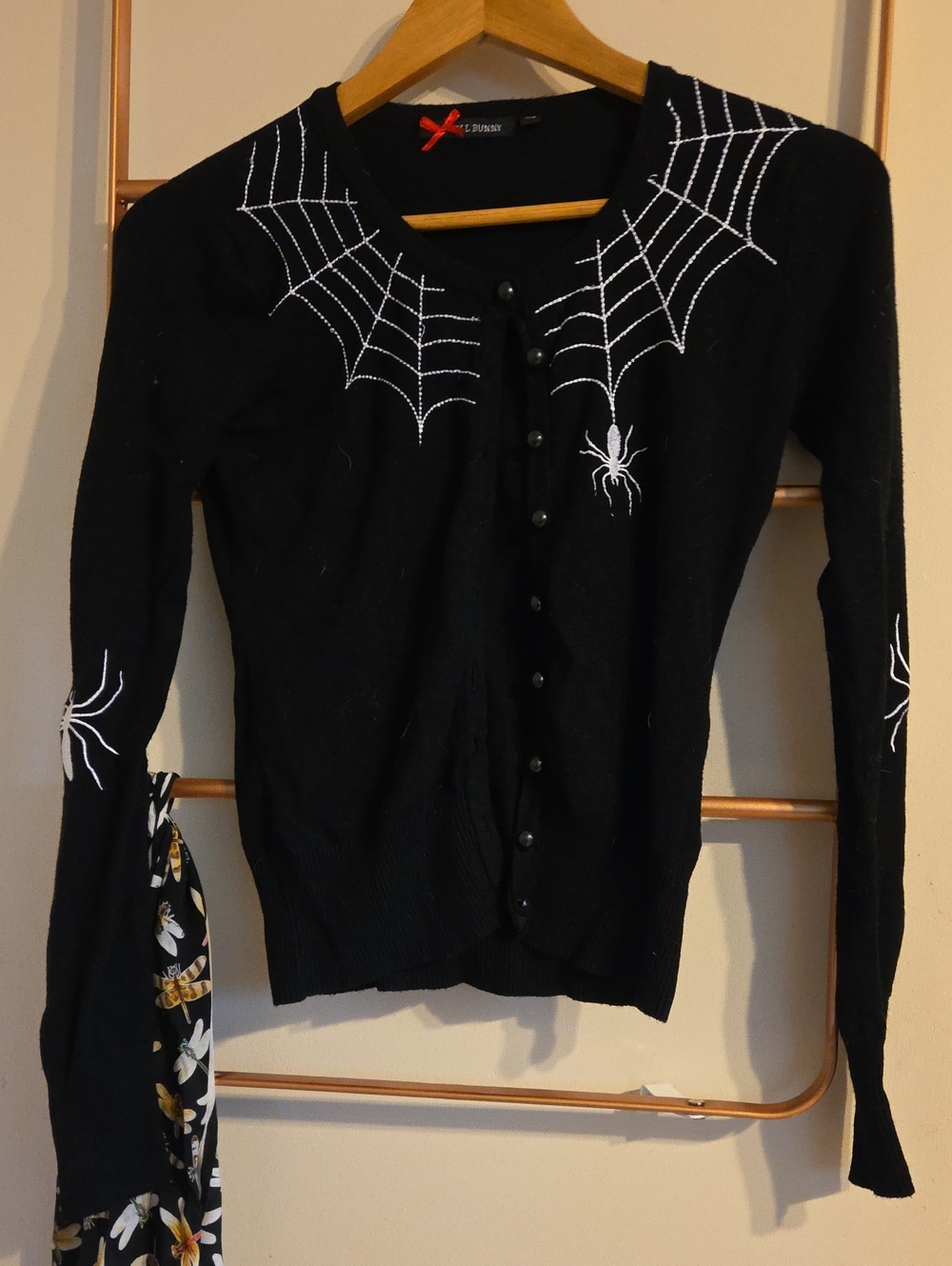 Hell Bunny Black Spiderweb Cardigan with Button Front